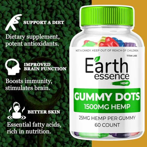 (2 Pack) Earth Essence Gummies, Earth Essence Gummy Dots, Earth Essence Hemp Gummies Supplement